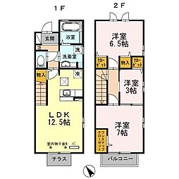 ボヌール・ミナミ 1階3LDKの間取り