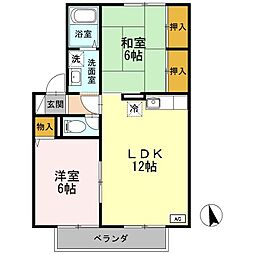 メイプルハイツ 2LDKの間取図画像
