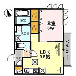 J・アメニティ北今宿 1LDKの間取図画像