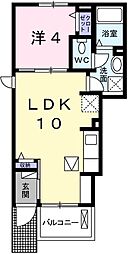 エスペランサ白国2 1LDKの間取図画像