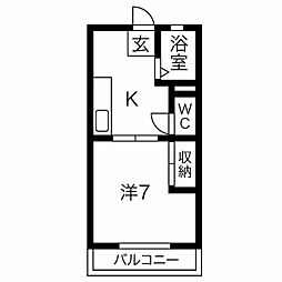 レジデンス香呂 1DKの間取図画像