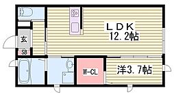 フェリオR 1LDKの間取図画像