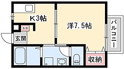 ハイツセイリュウ 1Kの間取図画像