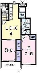 メゾン梅の郷A 2LDKの間取図画像