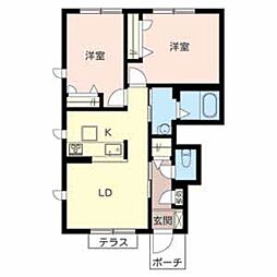 カーサ・トレスB棟 2LDKの間取図画像