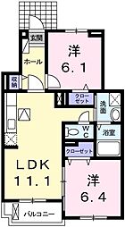 アルメールM 2LDKの間取図画像