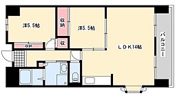 リーベンハイツ 2LDKの間取図画像