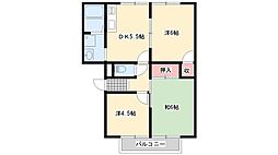 フレグランス金保A棟 3DKの間取図画像