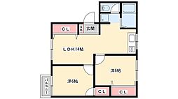 Y.M.ハイツ 2LDKの間取図画像