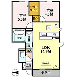 アネシス御立 2LDKの間取図画像