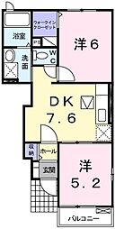 ベルソレイユ3 2DKの間取図画像