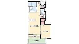 ヴェルジュール佐土 1LDKの間取図画像