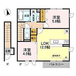 バイオハウス2 2LDKの間取図画像
