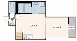 Habitasion京口 1LDKの間取図画像
