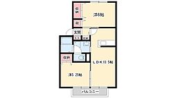 グランドゥールニシキB棟 2LDKの間取図画像