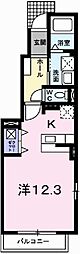 コスモハイツ2 ワンルームの間取図画像
