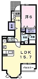 スタービレ 1LDKの間取図画像