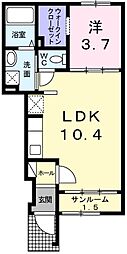 バーミィガーデン2 1LDKの間取図画像