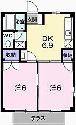 エルプラザ 2DKの間取図画像