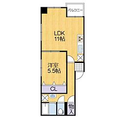 グランヴェール南車崎 1LDKの間取図画像