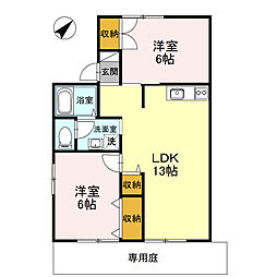 セジュールプリニエA 2LDKの間取図画像