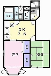 プレインカーサ 2DKの間取図画像