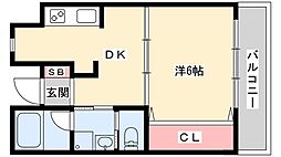 フェザントアイ蒲田 1DKの間取図画像