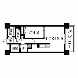 THEMUSE駅南 1LDKの間取図画像