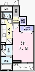 グランアウローラ8 1Kの間取図画像