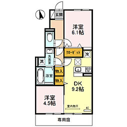 フォーリアA 2DKの間取図画像