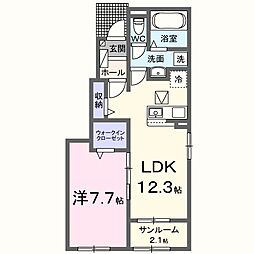ルピナスハイム 1LDKの間取図画像
