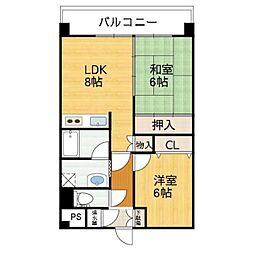 フレグランス大日 2LDKの間取図画像