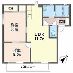 友・フラット 2LDKの間取図画像