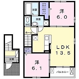 ロアーノ 2LDKの間取図画像