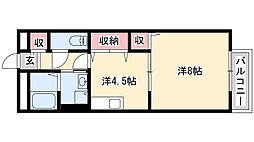 グリーンハイム鵤 1DKの間取図画像