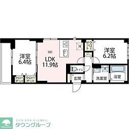 ニューグランデュールII 2LDKの間取図画像