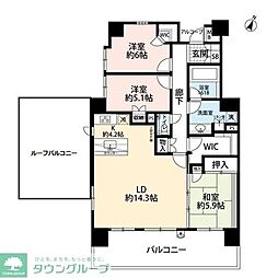 小田急江ノ島線 相模大野駅 徒歩6分の賃貸マンション 6階3LDKの間取り