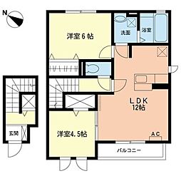 カーサベルデB 2LDKの間取図画像
