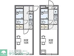 レオパレスあすなろ 1Kの間取図画像