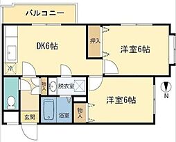 メゾンドブラン 2DKの間取図画像