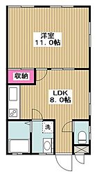 ベルヴュー 1LDKの間取図画像