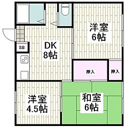 サンハイツ湘南 3DKの間取図画像