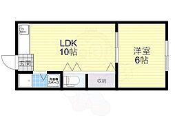 エターナル津久野 1LDKの間取図画像
