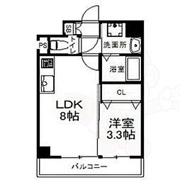 南海高野線 堺東駅 徒歩15分の賃貸マンション 8階1LDKの間取り