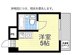 もちの木ビル岸ノ里 ワンルームの間取図画像