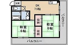 パーク大浜 2DKの間取図画像