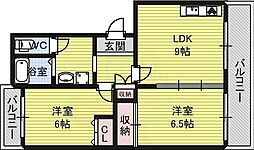 レジデンス若里 2LDKの間取図画像