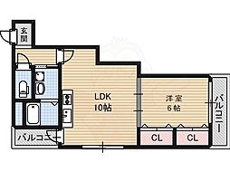 フジパレス清水丘3番館 1LDKの間取図画像