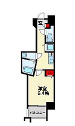 アベニール幸 7階1Kの間取り