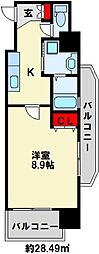アンシャール 1Kの間取図画像